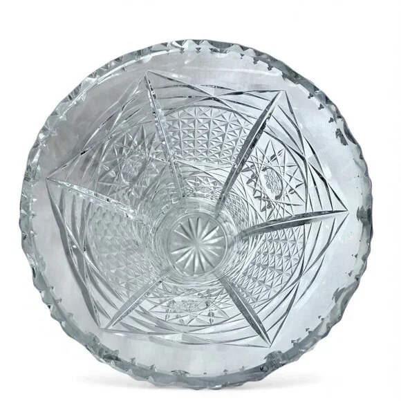 Cut Crystal Vase Vintage Starburst Design 8 Inch - Picture 3 of 11